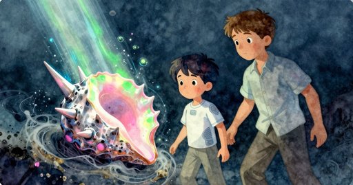 A Horned Mollusk Glides Through the Lamp Beam