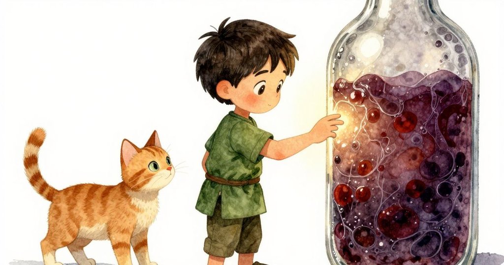 Fintan 的手輕輕觸碰古老酒瓶上隆起的沉澱物與凹槽，細節清晰，燈光溫暖而柔和