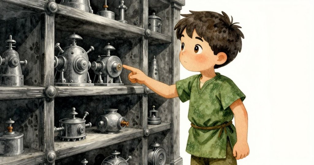 Fintan 指向隱藏運作機關，前景中層和背景層次分明，營造出神秘酒窖的深度效果