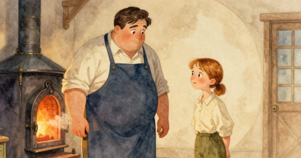 爐門重獲生機, 輕柔橙光閃爍並發出低吟, 場景以圓形構圖呈現, 呼應開頭神秘氛圍且含有解答感