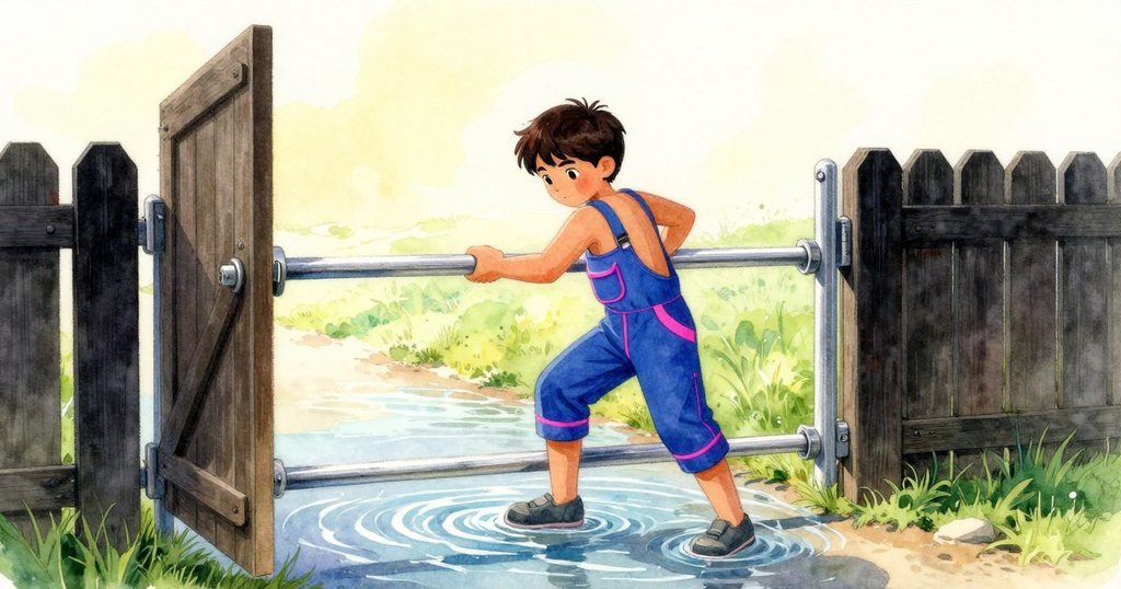 凱倫完成操作，輕推木門，水面恢復平靜，陽光灑落揭示勝利與平和