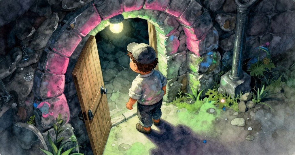 Xander走入古老酒窖，從高處俯瞰，蝙蝠在空桶搖籃附近飛舞，展現探險神秘氛圍