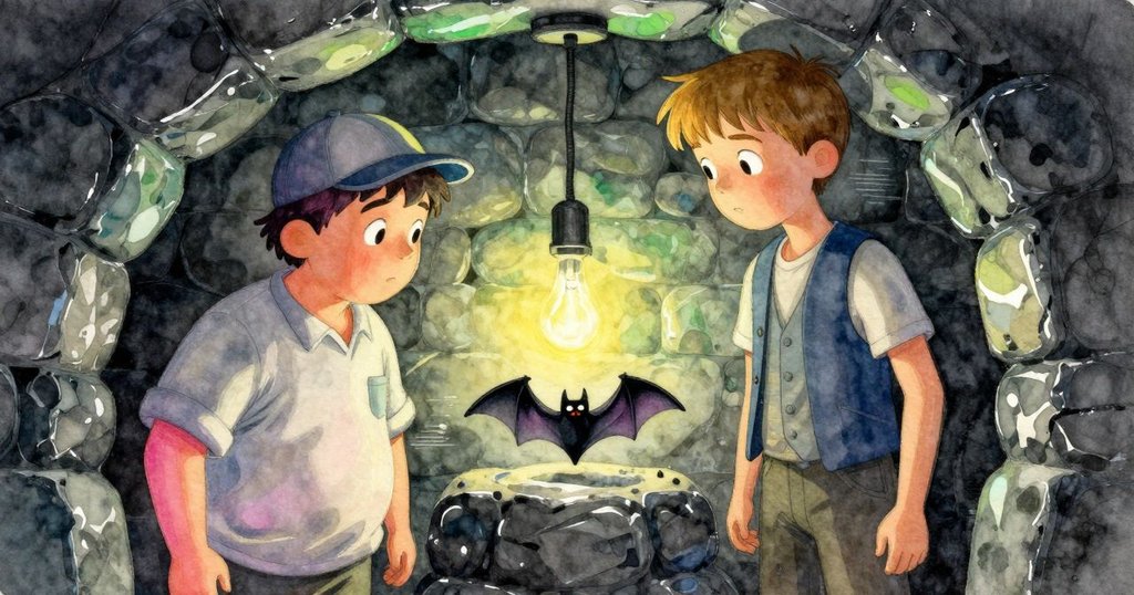 Xander與Zev在酒窖中互視默契，蝙蝠安坐桶搖籃，燈光柔和，氛圍充滿成就感