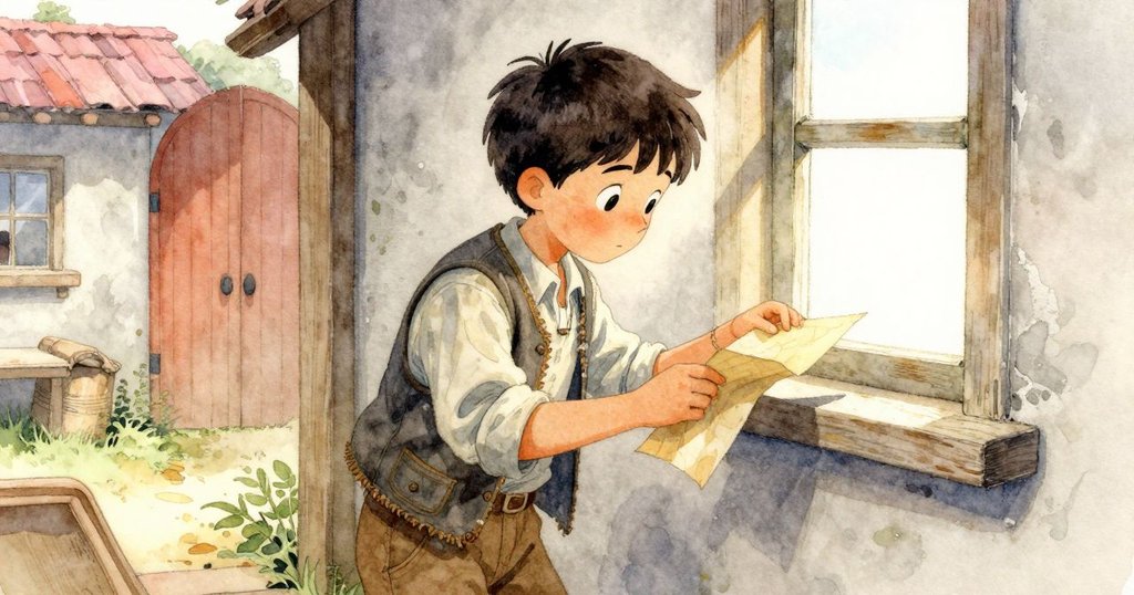 Pascal站在舊窗邊，小心翼翼地展開裝有黑麥麵包的紙包，神情專注