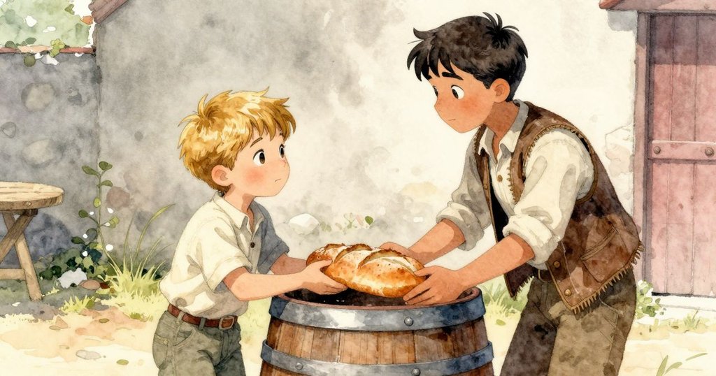 Tatum與Pascal在水桶旁相會，Tatum微笑著遞上黑麥麵包，環境充滿溫馨與未完待續的感覺