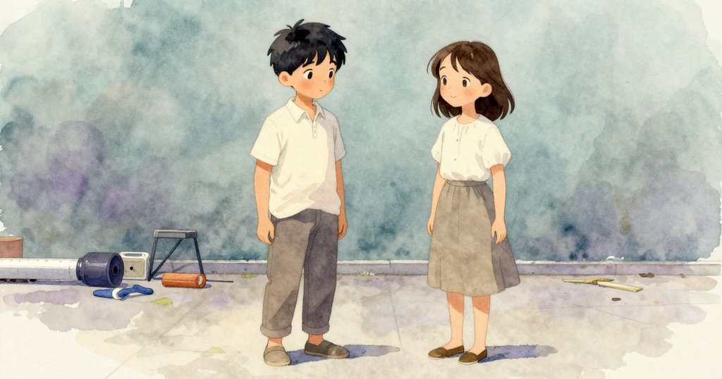 阿莫斯的腳步印在混凝土地面上,細節清晰突顯他的步伐與決心,情境沉靜而專注