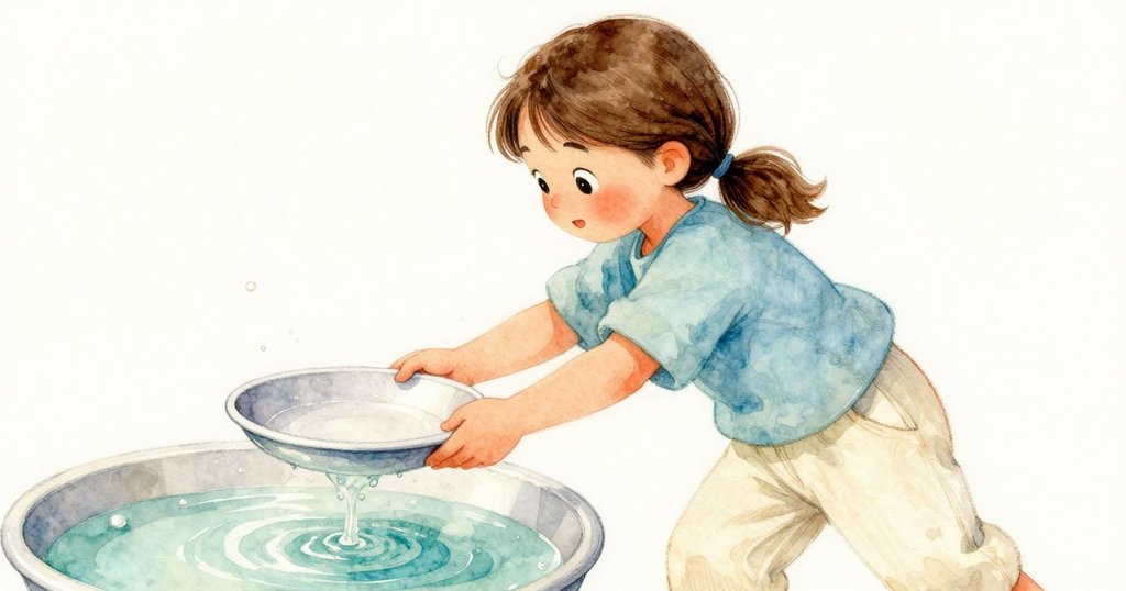 喬西平靜地將托盤滑入液體中, 指尖輕觸液面, 結合初始實驗元素, 奈爾靜靜陪伴在後, 表現出新起點的憧憬。