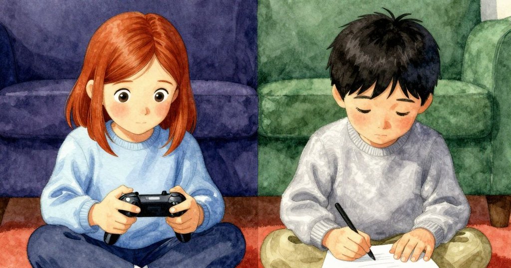 Verity 與 Yorick 同時工作,前者操作遙控器清除疊加圖層,後者在筆記本上記錄坐標,畫面分割呈現專注協作情景