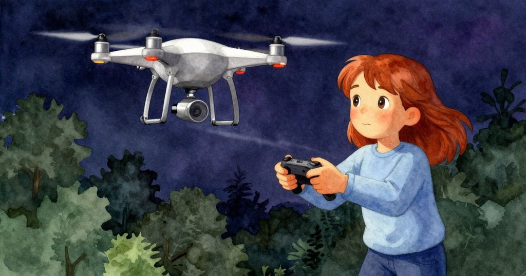 Verity 神情急切地調整操縱桿,機器人正有力地懸停,畫面充滿動感與緊張氣氛