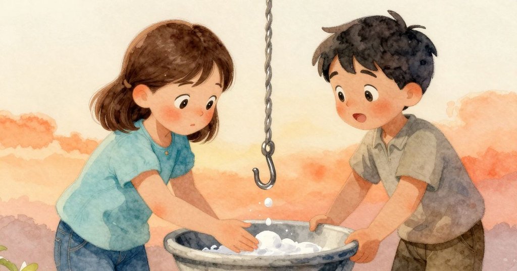 Wanda用手輕觸空缺鉤子,指尖感受皂沫殘留,細微泡沫與光影交織,呈現探索中的專注神情