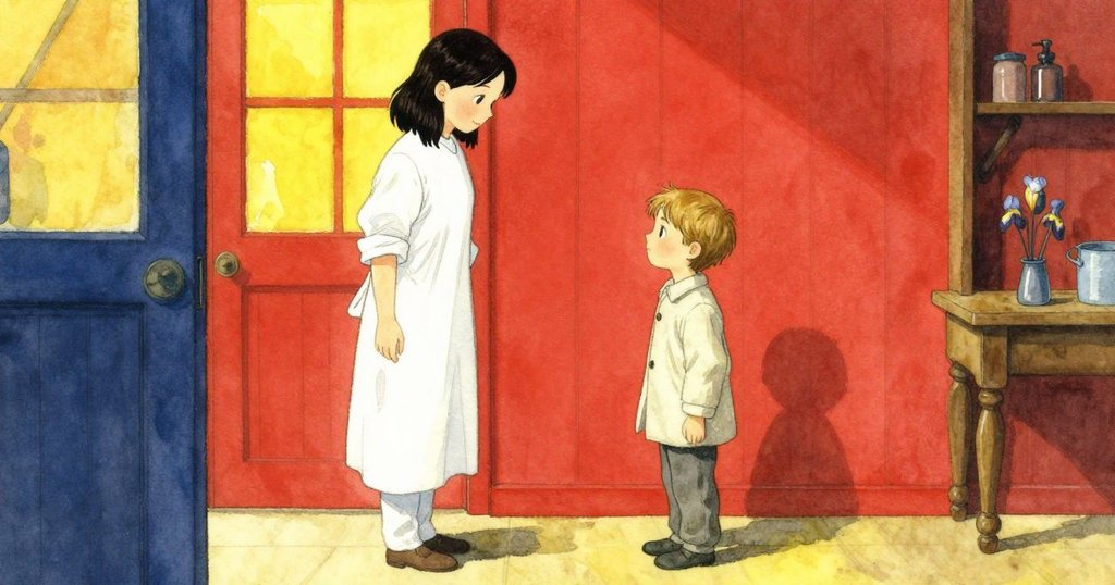 Iris與Ian在工作坊內重逢，彼此相對微笑，背景顯示整齊畫面與細膩水紋，展現完美協調與創意韻律。