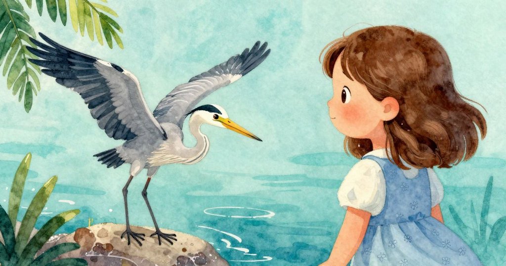 喬西視角中，一隻灰鷺從礁石上起飛，展翅輕拍岩石，海水清澈，充滿動感與自然和諧