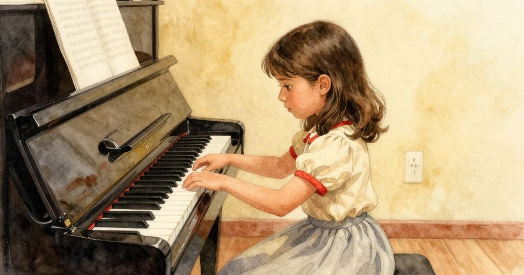 Marisol操作槓桿時,整個空間瀰漫著金色懷舊光影,呈現出過往努力與靜謐決心的融合情感。