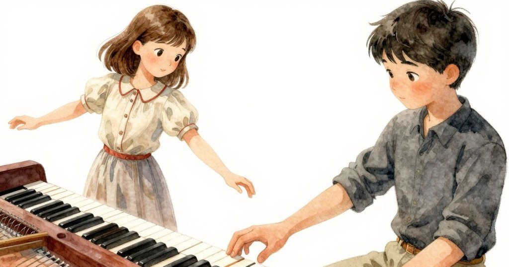 Marisol的手按下琴鍵,流動軌跡彰顯弦振動,呈現音樂創作中細膩與動態變化的瞬間。