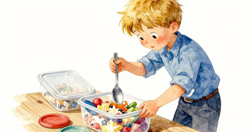 菲力克斯仔細打開午餐石器，布製餐巾上的海鮮與湯匙敲擊瓷器發出節奏感，視角稍有傾斜