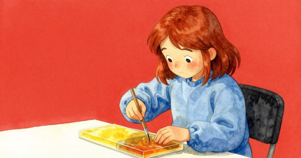 哈雷專心添加樹脂，手臂輕輕觸碰工件，畫面顯示多層次漆面與隱藏圖案，細節豐富