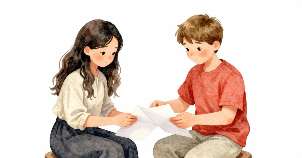 馬倫與路克在桌邊默契合作,雙手交疊輕折濕紙,動作溫柔流暢,室內燈光映出平靜與共鳴