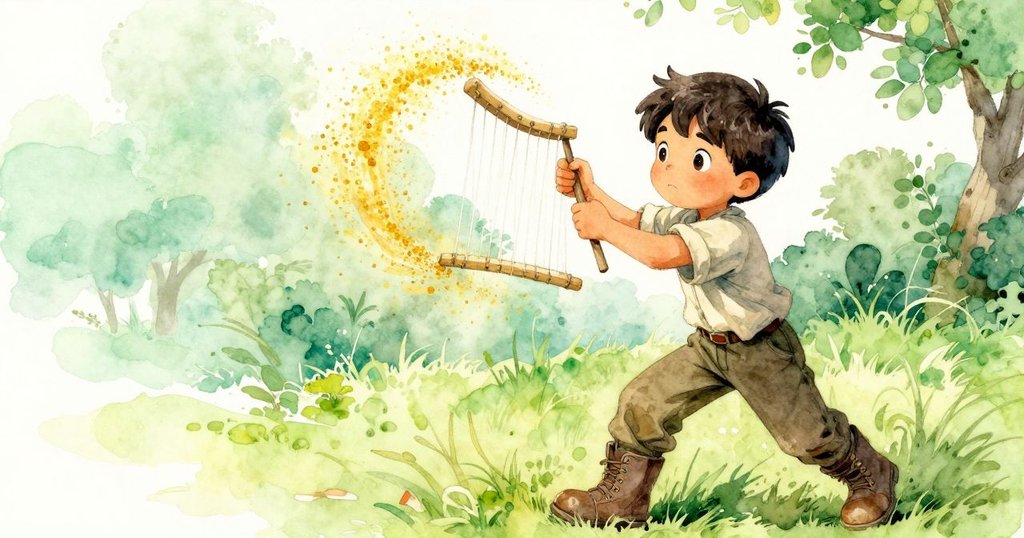 拉金驚訝伸手觸碰琴弦,金色花粉隨風急舞,現場充滿活力與意外之美