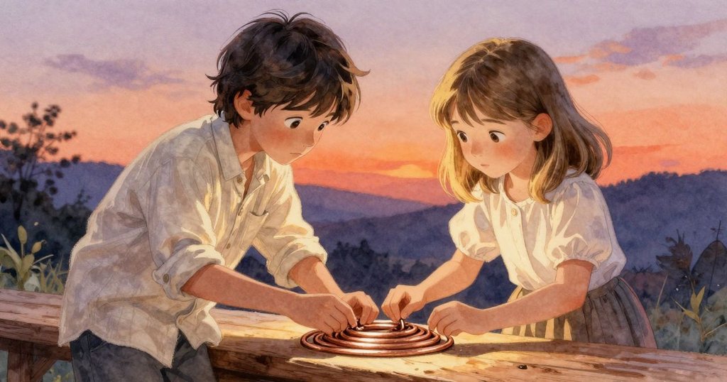 卡爾輕觸盆栽板凳上銅圈,細看樹皮與金屬交織的紋理,層次豐富,感受故事發展的細膩脈絡。