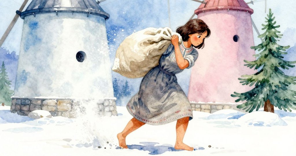 Tara動力十足舉起裝滿麵粉的袋子,粉末隨動作輕揚,展現勞作與自然韻律完美融合。