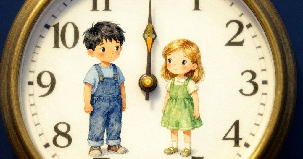 時鐘表盤極細部特寫,分針停留在十二點,秒針輕顫映出橘光,燈光溫暖照射。