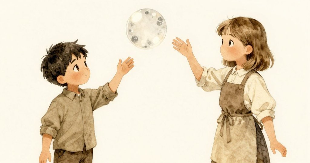 保羅調整吹管成功穩定氣泡,奧黛特微笑點頭,共同享受工房中溫馨慶祝的瞬間。