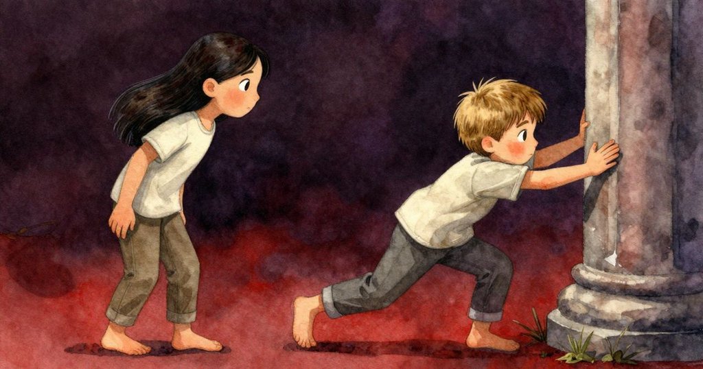 澤菲爾迅速調整滑動中的石柱,扎拉穩住砂岩,動作協調迅捷,展現出瞬間的緊張與決心