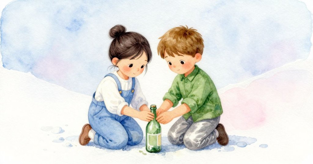 Seren與Cole緩解緊張情緒，共同將酒瓶穩置於木箱中，石室內回響著恢復平靜的滴答聲，表現出和諧與成就感。