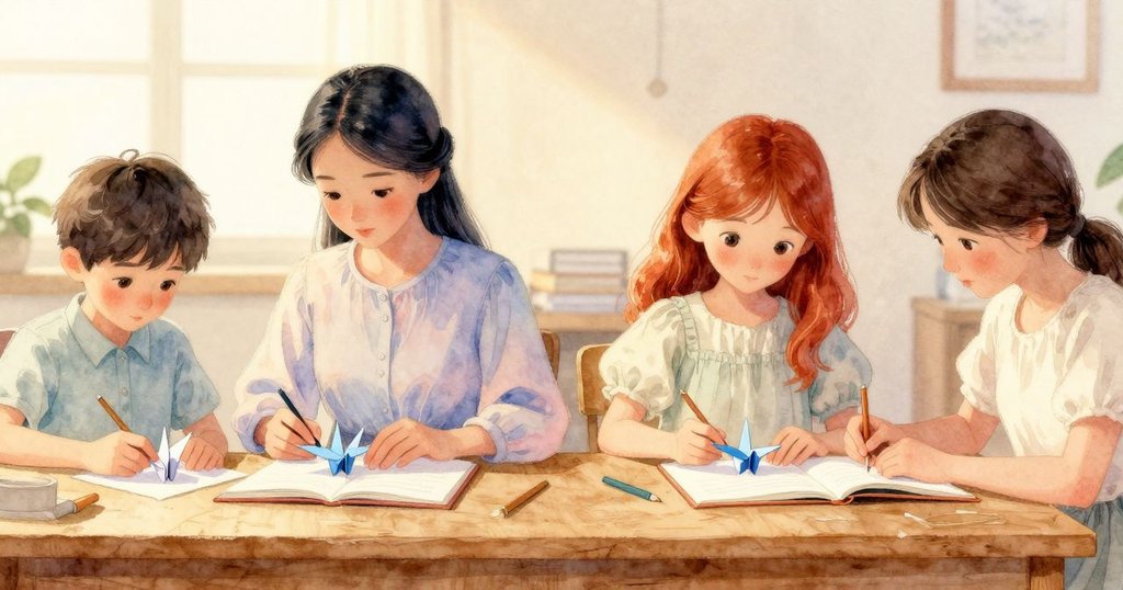 法拉忙於摺紙鶴、瑞雅記錄帳本,溫暖室內光影中展現專注與合作的情景