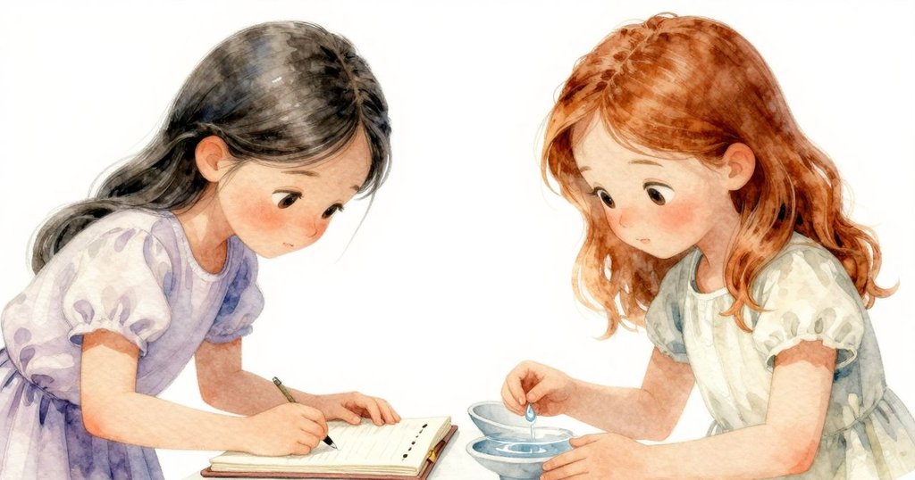 瑞雅細心在帳本上記錄數字,水滴落入盤中,鏡頭聚焦老舊書冊細節