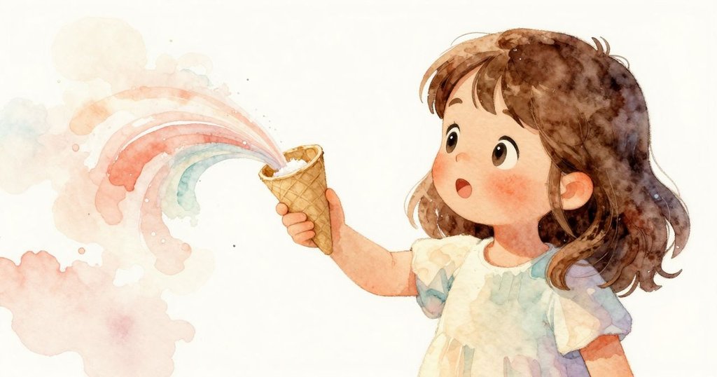 凱拉專注地拿起空紙筒準備接糖絲，手部動作清晰，背景隱約透出轉動糖絲，營造溫柔氣氛。