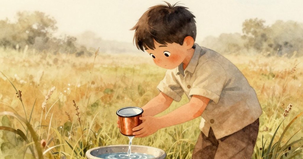 肯特從背包中取出琺瑯杯,小心將杯子放置在水滴之下,周圍霧氣繚繞,動作專注