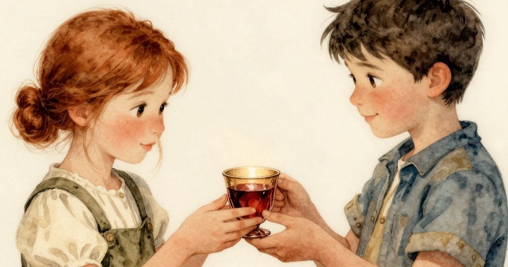 倫諾拉細心調整歪斜的紅寶杯,與弗雷澤交換溫柔目光,象徵共同努力後的成果,氛圍溫情動人。