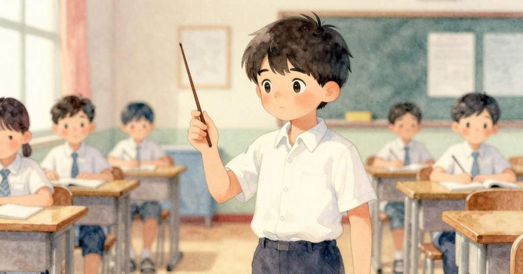 伊夫拿著組字棒停下來，工作室顯得柔和懷舊，色調褪去，彷彿回憶往昔