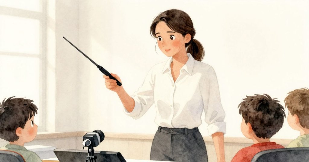 從低角度觀察,一隻小生物目睹佐拉專注於操作排版工具和印刷機的畫面,呈現印刷室細緻紋理