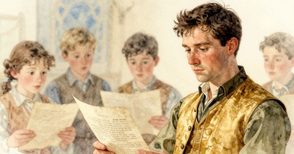 從Dinah背後看印刷品,錯落字母顯現,Judson靜注於背景,燈光柔和,推動情節發展