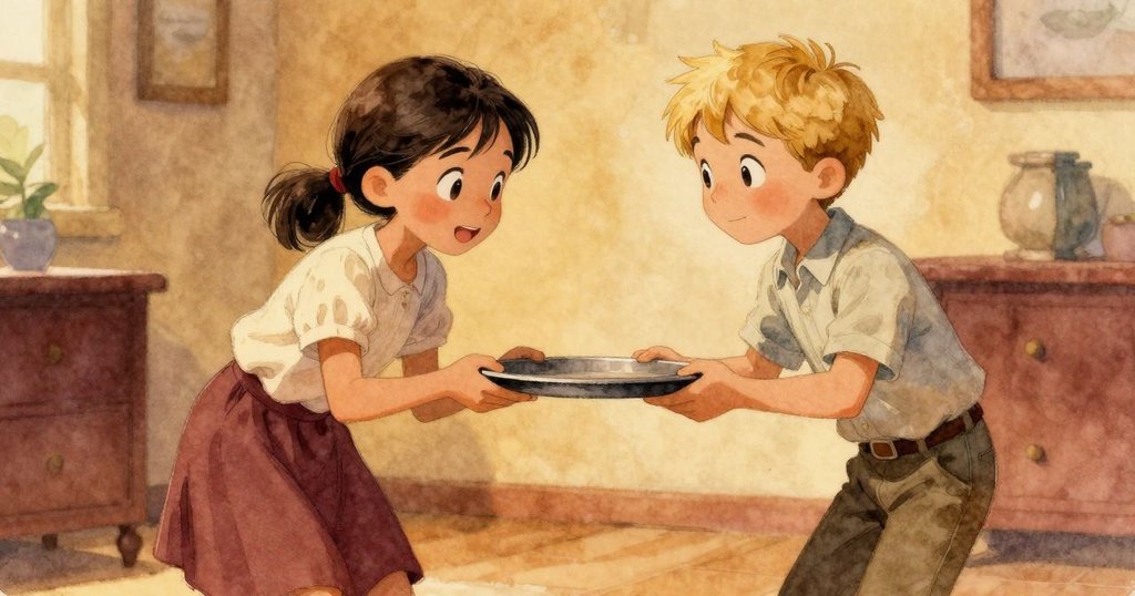 哈勒與賽勒斯在托盤前默契分享喜悅,賽勒斯微笑指向變幻圖案,溫暖燈光中展現團隊合作