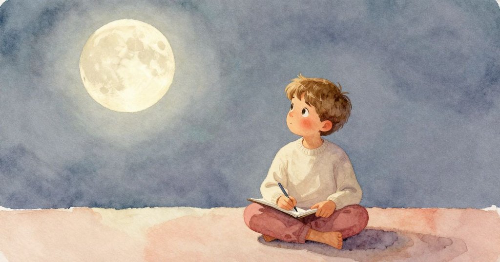 隨著時間流逝,Alden在書房中調整儀器,窗外豐收月亮放冷光,營造靜謐夜間氛圍,內部光影轉換分明