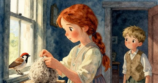 The Sparrow That Borrowed Amber Wool