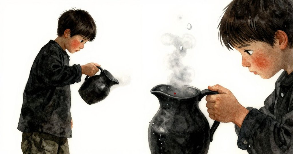 畫面一分為二,一邊是Blake倒水的實際操作,一邊是水珠閃耀象徵變化,展現現實與想像交錯