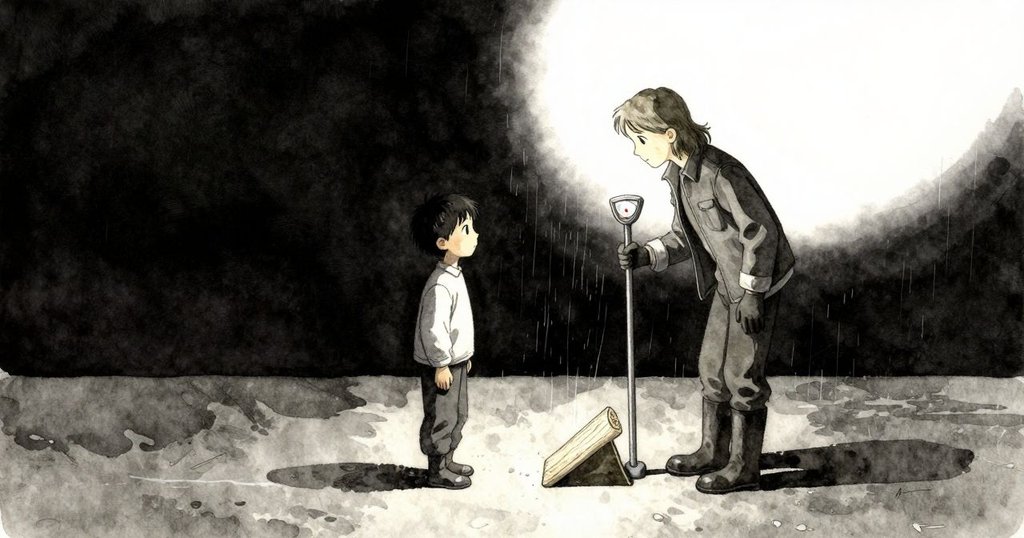 最終畫面呈現雨量計與記錄本放在混凝土上,水痕逐漸淡去,Blake和Sian走向空曠區,夕陽映出紅暈,象徵新開始