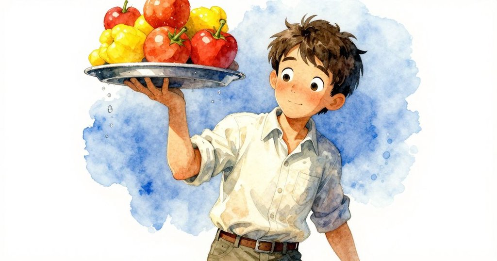 艾弗瑞特專注地控制著溢水的泥盤，臉上與手上的緊張神情映出水滴有節奏地落下。