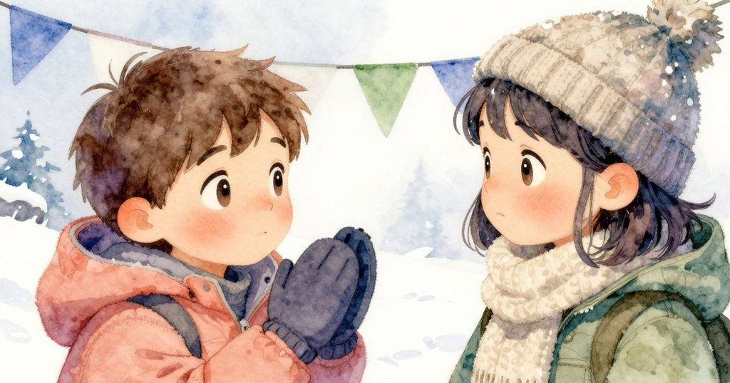 弗洛伊德與家長面部特寫,家長透過圍巾揚起輕聲詢問,兩人同時聆聽冰面低沉回音,展現親情溫暖