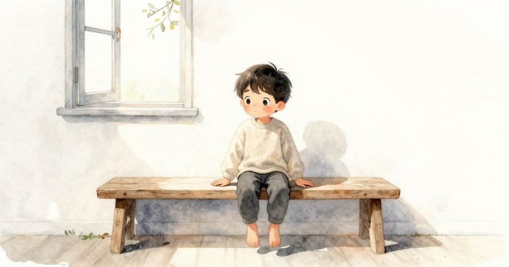 室內陽光沿著長椅爬升，窗外樹枝輕觸室內，Cal靜觀自然與居家氛圍和諧交融