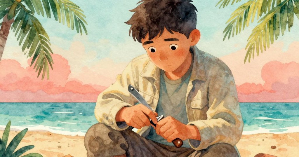 艾莫瑞舉刀瞬間頓住，凝視著刀柄上新現的細劃痕，神情中展現出驚訝與堅定