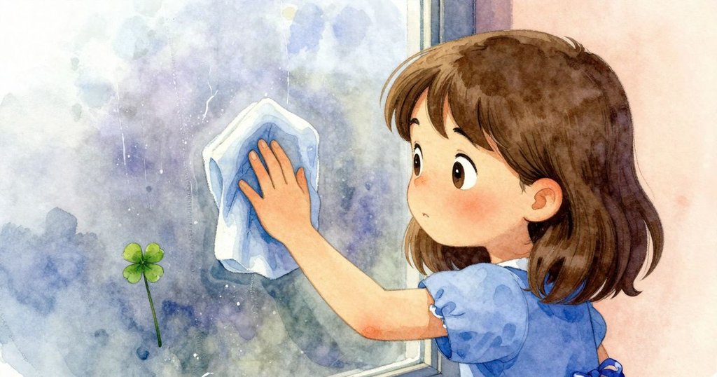 芙蓉在迷宮中停下,用袖子輕輕擦拭模糊玻璃,她神情平靜果斷,只留下唯一一片綠色四葉草作為指引