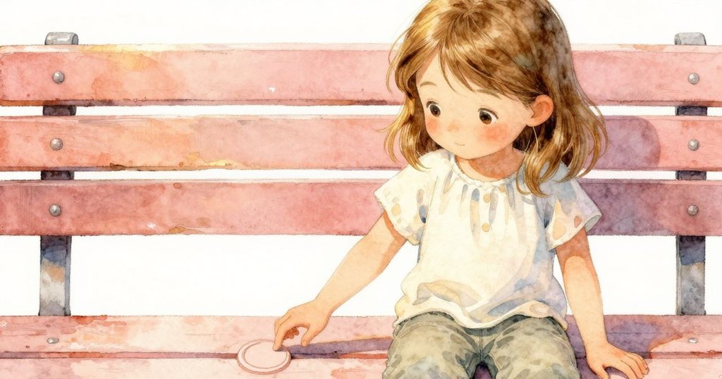 Tatiana 在摩天輪長椅上輕抚神秘圓形痕跡,手部特寫展現好奇心,背景簡約突顯細節