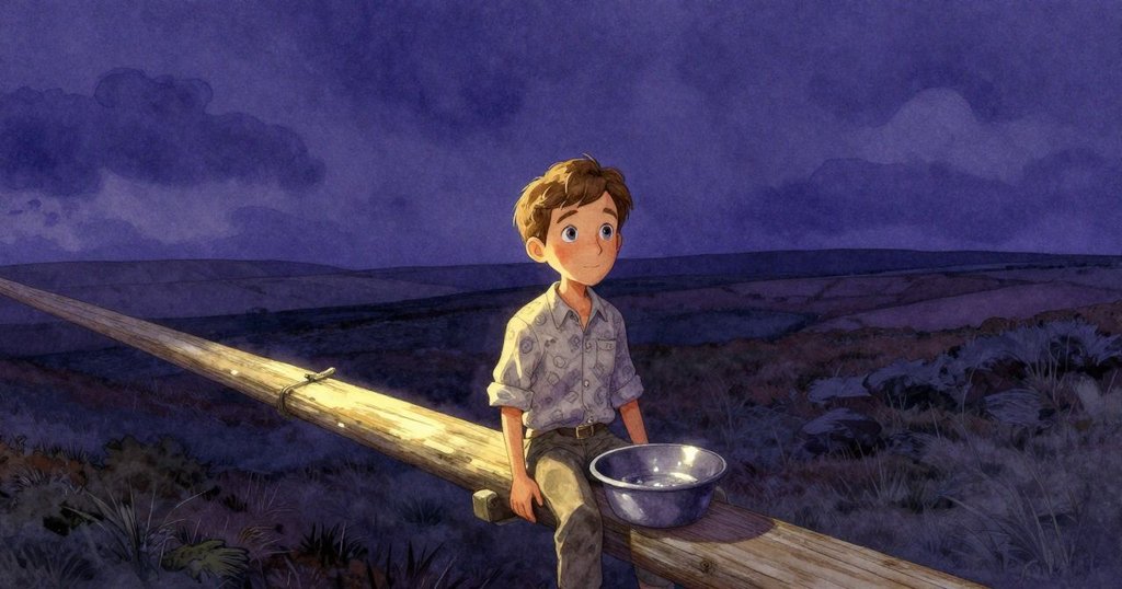 木啄木鳥視角展現窗外寬闊藍天及遠處牧場，窗內繭狀物閃耀著溫暖光芒，營造奇妙自然畫面