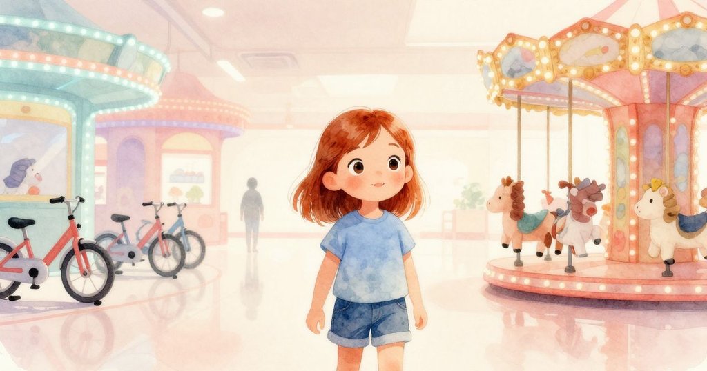 整個街機廳全景展現溫暖柔和光影，莉奧拉靜立於機台旁，環境中展現奇幻與魔法般的細膩氛圍