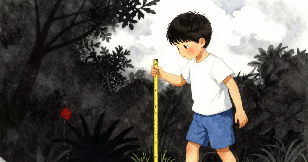 雷恩在花園中停下步伐, 薰衣草與迷迭香間光影流動, 雲層遮住陽光, 蜜蜂也隨之改變飛行